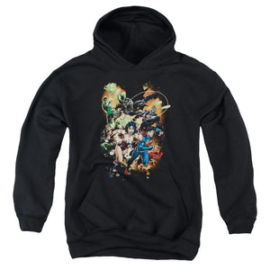 AN OFFCIALLY LICENSED JLA BATTLE READY YOUTH HOODIE BLACK