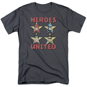 AN OFFCIALLY LICENSED JLA UNITED STARS MEN'S REGULAR FIT T-SHIRT CHARCOAL