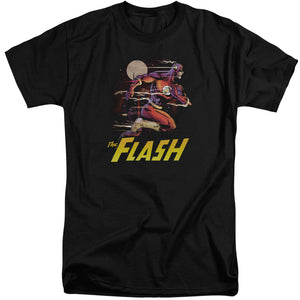 AN OFFCIALLY LICENSED JLA CITY RUN MEN'S TALL FIT T-SHIRT BLACK