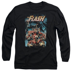 AN OFFCIALLY LICENSED JLA ELECTRIC CHAIR MEN'S LONG SLEEVE T-SHIRT BLACK