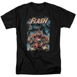 AN OFFCIALLY LICENSED JLA ELECTRIC CHAIR MEN'S REGULAR FIT T-SHIRT BLACK