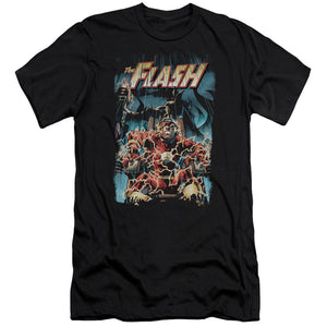 AN OFFCIALLY LICENSED JLA ELECTRIC CHAIR MEN'S PREMIUM SLIM FIT T-SHIRT BLACK