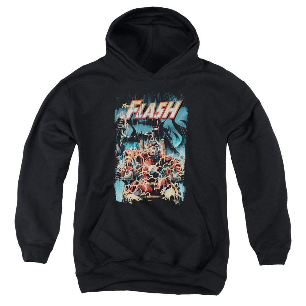 AN OFFCIALLY LICENSED JLA ELECTRIC CHAIR YOUTH HOODIE BLACK