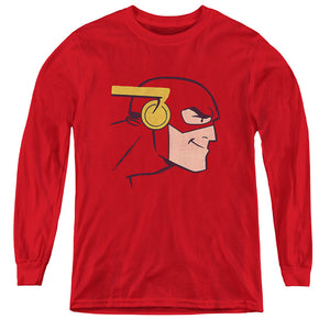 AN OFFCIALLY LICENSED JLA COOKE HEAD YOUTH LONG SLEEVE T-SHIRT RED