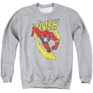 AN OFFCIALLY LICENSED JLA LIGHTNING TRAIL ADULT UNISEX CREWNECK SWEATSHIRT ATHLETIC HEATHER