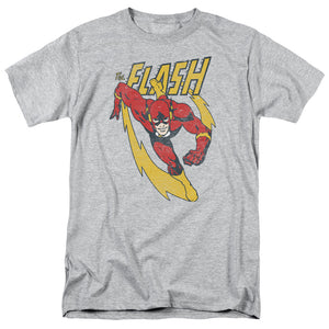 AN OFFCIALLY LICENSED JLA LIGHTNING TRAIL MEN'S REGULAR FIT T-SHIRT ATHLETIC HEATHER