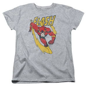 AN OFFCIALLY LICENSED JLA LIGHTNING TRAIL WOMEN'S REGULAR FIT T-SHIRT ATHLETIC HEATHER