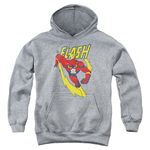 AN OFFCIALLY LICENSED JLA LIGHTNING TRAIL YOUTH HOODIE ATHLETIC HEATHER