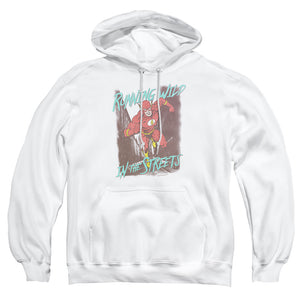 AN OFFCIALLY LICENSED JLA RUNNING WILD ADULT UNISEX PULLOVER HOODIE WHITE