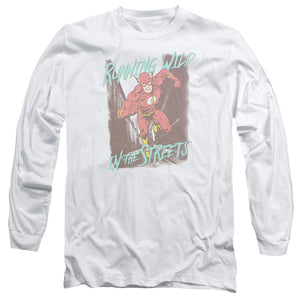 AN OFFCIALLY LICENSED JLA RUNNING WILD MEN'S LONG SLEEVE T-SHIRT WHITE