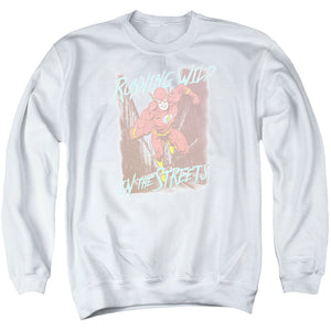 AN OFFCIALLY LICENSED JLA RUNNING WILD ADULT UNISEX CREWNECK SWEATSHIRT WHITE