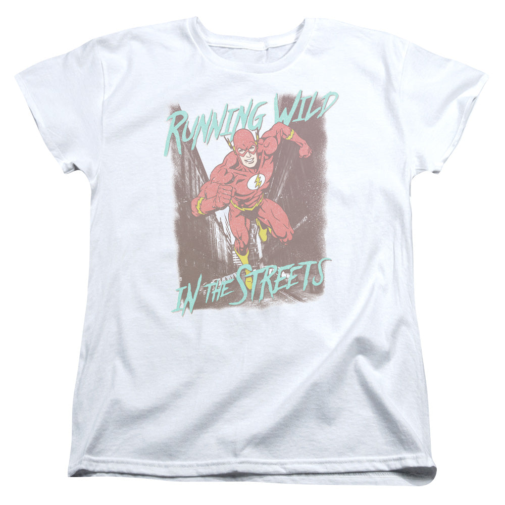 AN OFFCIALLY LICENSED JLA RUNNING WILD WOMEN'S REGULAR FIT T-SHIRT WHITE