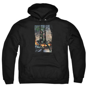 AN OFFCIALLY LICENSED JLA FIRE AND RAIN ADULT UNISEX PULLOVER HOODIE BLACK