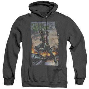 AN OFFCIALLY LICENSED JLA FIRE AND RAIN ADULT UNISEX HEATHER PULLOVER HOODIE BLACK