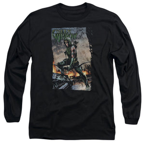 AN OFFCIALLY LICENSED JLA FIRE AND RAIN MEN'S LONG SLEEVE T-SHIRT BLACK