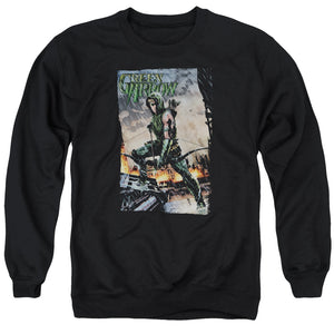 AN OFFCIALLY LICENSED JLA FIRE AND RAIN ADULT UNISEX CREWNECK SWEATSHIRT BLACK