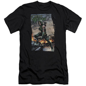AN OFFCIALLY LICENSED JLA FIRE AND RAIN MEN'S PREMIUM SLIM FIT T-SHIRT BLACK