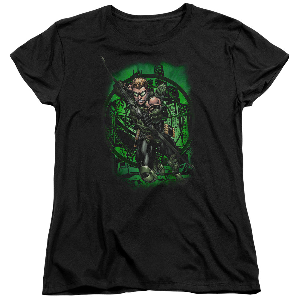 AN OFFCIALLY LICENSED JLA IN MY SIGHT WOMEN'S REGULAR FIT T-SHIRT BLACK