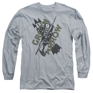 AN OFFCIALLY LICENSED JLA ARCHERS ARROWS MEN'S LONG SLEEVE T-SHIRT ATHLETIC HEATHER