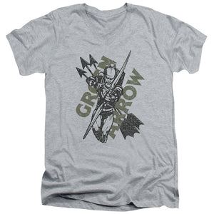 AN OFFCIALLY LICENSED JLA ARCHERS ARROWS MEN'S V-NECK T-SHIRT ATHLETIC HEATHER