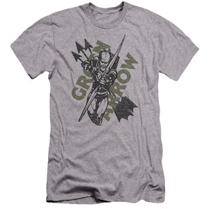 AN OFFCIALLY LICENSED JLA ARCHERS ARROWS MEN'S PREMIUM SLIM FIT T-SHIRT ATHLETIC HEATHER