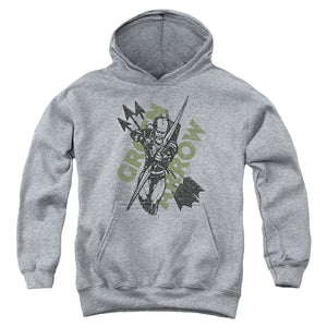 AN OFFCIALLY LICENSED JLA ARCHERS ARROWS YOUTH HOODIE ATHLETIC HEATHER