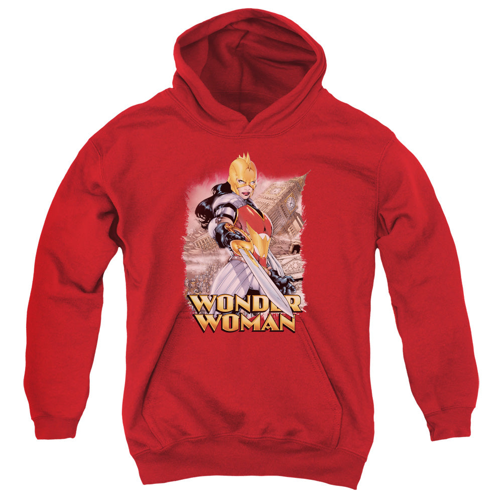 AN OFFCIALLY LICENSED JLA WONDER WOMAN YOUTH HOODIE RED