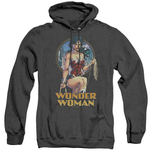 AN OFFCIALLY LICENSED JLA CITY WARRIOR ADULT UNISEX HEATHER PULLOVER HOODIE BLACK