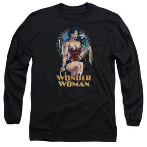 AN OFFCIALLY LICENSED JLA CITY WARRIOR MEN'S LONG SLEEVE T-SHIRT BLACK