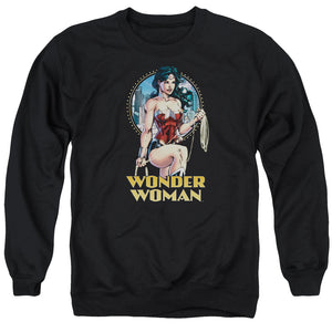AN OFFCIALLY LICENSED JLA CITY WARRIOR ADULT UNISEX CREWNECK SWEATSHIRT BLACK