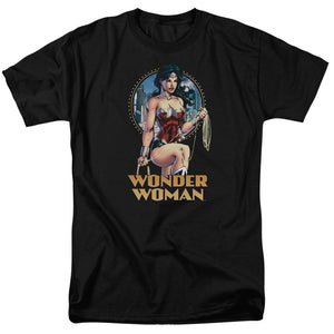 AN OFFCIALLY LICENSED JLA CITY WARRIOR MEN'S REGULAR FIT T-SHIRT BLACK