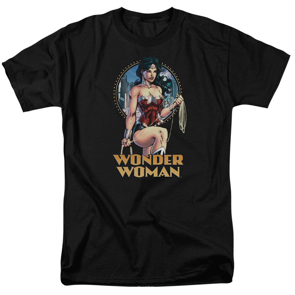 AN OFFCIALLY LICENSED JLA CITY WARRIOR MEN'S REGULAR FIT T-SHIRT BLACK