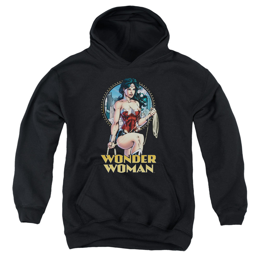 AN OFFCIALLY LICENSED JLA CITY WARRIOR YOUTH HOODIE BLACK