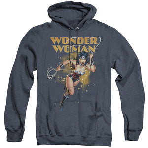 AN OFFCIALLY LICENSED JLA STAR LASSO ADULT UNISEX HEATHER PULLOVER HOODIE NAVY