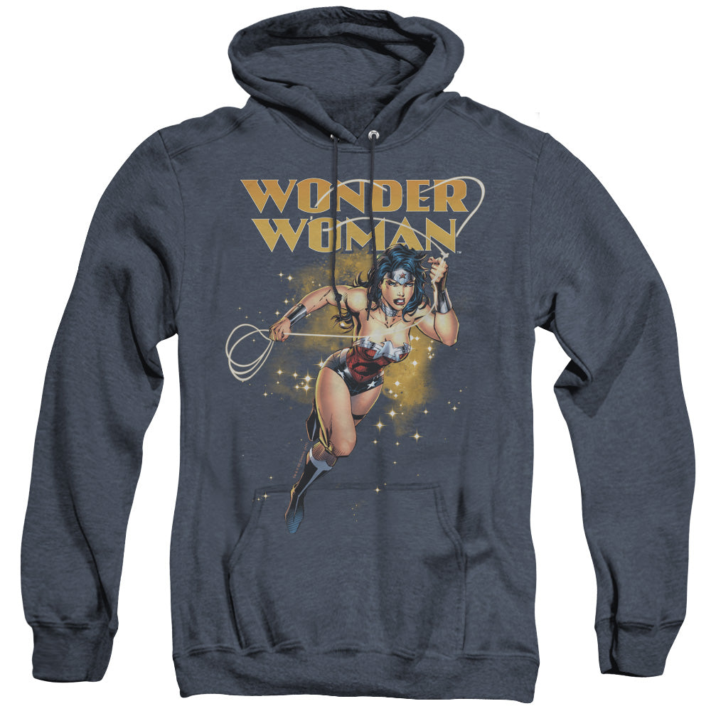 AN OFFCIALLY LICENSED JLA STAR LASSO ADULT UNISEX HEATHER PULLOVER HOODIE NAVY