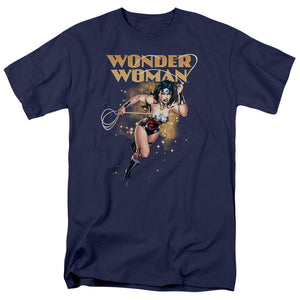 AN OFFCIALLY LICENSED JLA STAR LASSO MEN'S REGULAR FIT T-SHIRT NAVY