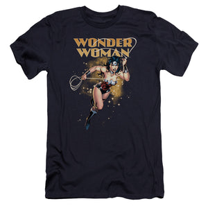 AN OFFCIALLY LICENSED JLA STAR LASSO MEN'S PREMIUM SLIM FIT T-SHIRT NAVY