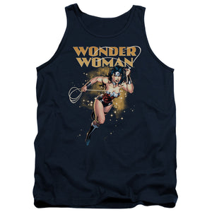 AN OFFCIALLY LICENSED JLA STAR LASSO ADULT UNISEX TANK TOP NAVY