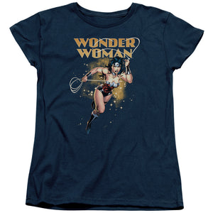 AN OFFCIALLY LICENSED JLA STAR LASSO WOMEN'S REGULAR FIT T-SHIRT NAVY