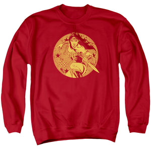 AN OFFCIALLY LICENSED JLA YOUNG WONDER ADULT UNISEX CREWNECK SWEATSHIRT RED
