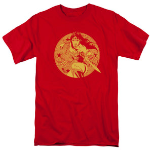 AN OFFCIALLY LICENSED JLA YOUNG WONDER MEN'S REGULAR FIT T-SHIRT RED