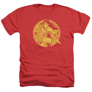 AN OFFCIALLY LICENSED JLA YOUNG WONDER MEN'S HEATHER T-SHIRT RED