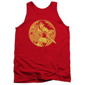 AN OFFCIALLY LICENSED JLA YOUNG WONDER ADULT UNISEX TANK TOP RED