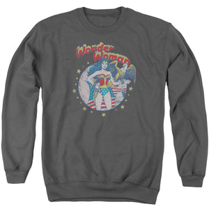 AN OFFCIALLY LICENSED JLA AT YOUR SERVICE ADULT UNISEX CREWNECK SWEATSHIRT CHARCOAL