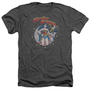 AN OFFCIALLY LICENSED JLA AT YOUR SERVICE MEN'S HEATHER T-SHIRT CHARCOAL