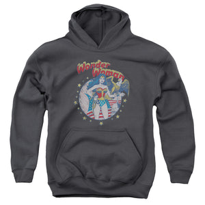 AN OFFCIALLY LICENSED JLA AT YOUR SERVICE YOUTH HOODIE CHARCOAL