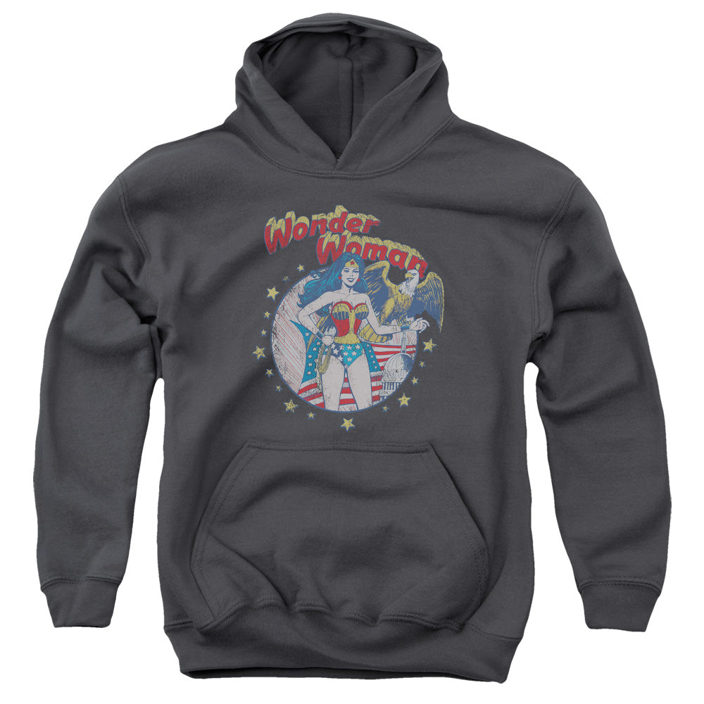 AN OFFCIALLY LICENSED JLA AT YOUR SERVICE YOUTH HOODIE CHARCOAL