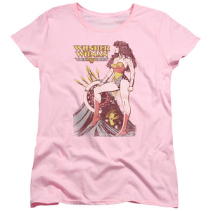 AN OFFCIALLY LICENSED JLA ARMAMENT WOMEN'S REGULAR FIT T-SHIRT PINK