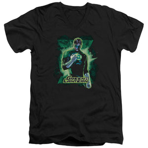 AN OFFCIALLY LICENSED JLA GL BROODING MEN'S V-NECK T-SHIRT BLACK