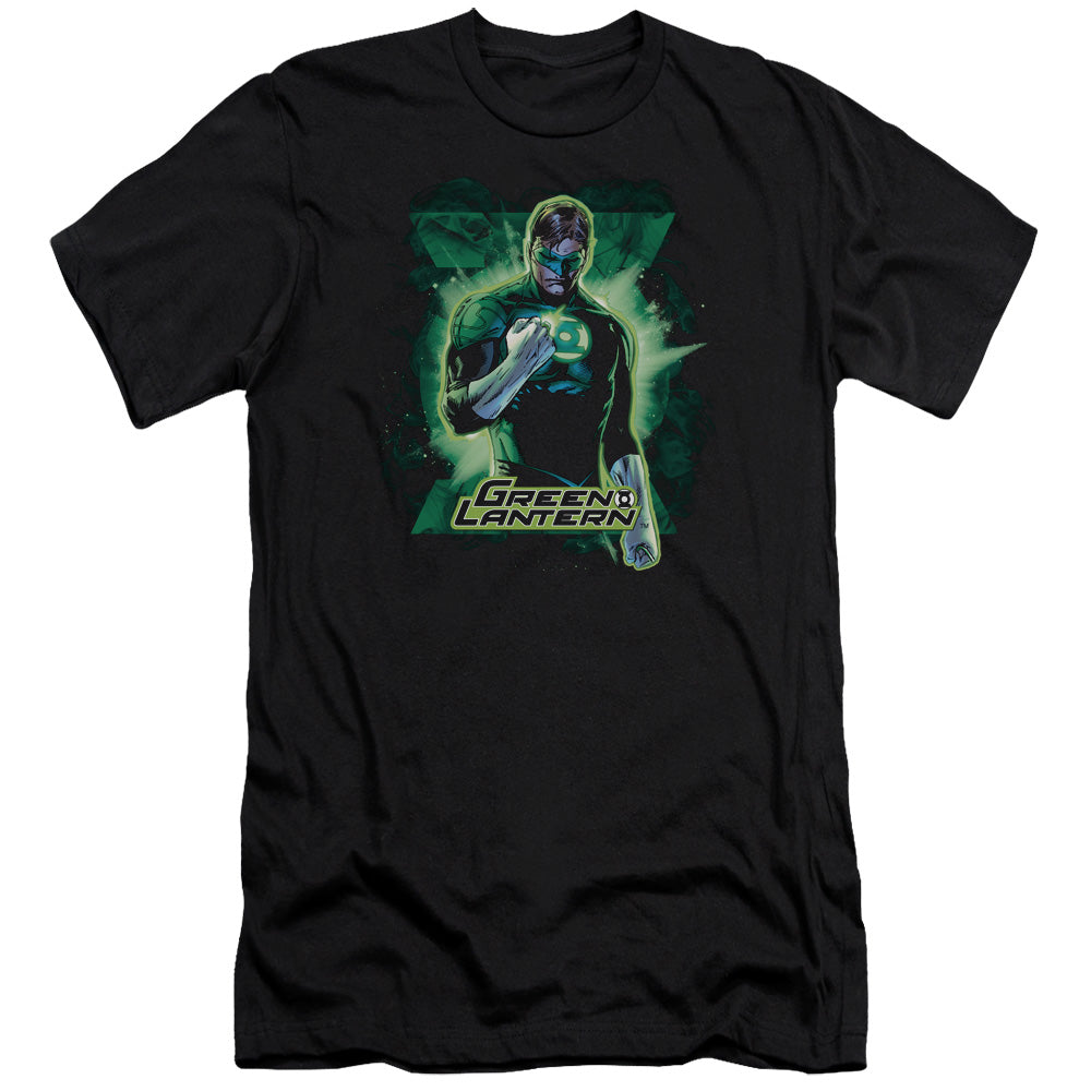 AN OFFCIALLY LICENSED JLA GL BROODING MEN'S PREMIUM SLIM FIT T-SHIRT BLACK